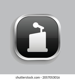 podium icon design. Glossy Button style rounded rectangle isolated on gray background.. Vector illustration