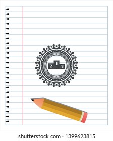 podium icon emblem draw with pencil effect. Vector Illustration. Detailed.