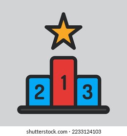 Podium icon in filled line style, use for website mobile app presentation