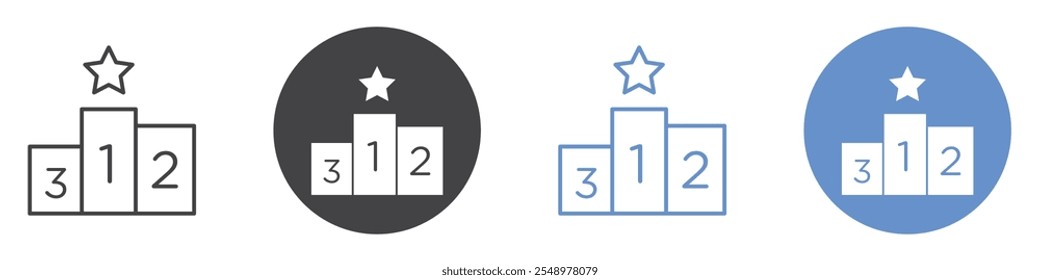 Podium icon flat line symbol set.