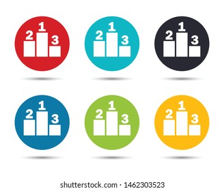 Podium icon flat round button set illustration design isolated on white background