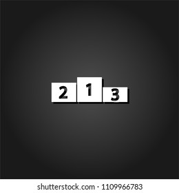 Podium icon flat. Simple White pictogram on black background with shadow. Vector illustration symbol
