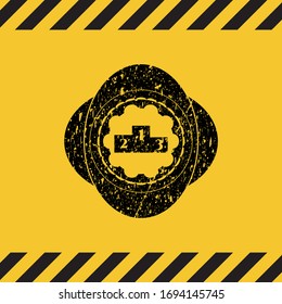 podium icon grunge black emblem with yellow background, warning sign. Vector Illustration. Detailed.