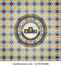 podium icon inside arabesque badge. arabic decoration.