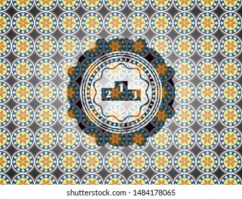 podium icon inside arabesque badge. arabic decoration.