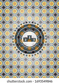 icono del podio en el fondo de la placa arabesca. decoración árabe.