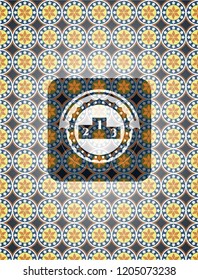 podium icon inside arabesque emblem. arabic decoration.