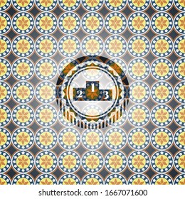 icono del podio dentro del emblema arabesco. decoración árabe.