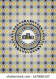 icono del podio dentro del emblema arabesco. decoración árabe.