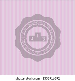podium icon inside badge with pink background