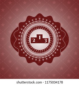 podium icon inside badge with red background