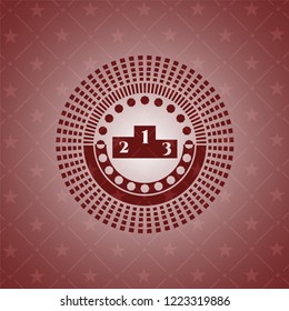 podium icon inside badge with red background