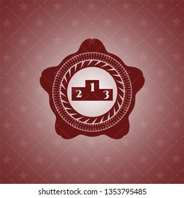 podium icon inside badge with red background