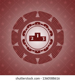 podium icon inside badge with red background