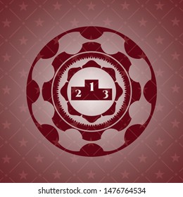 podium icon inside badge with red background