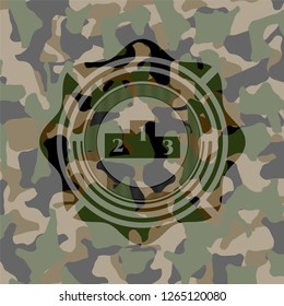 podium icon inside camouflaged emblem
