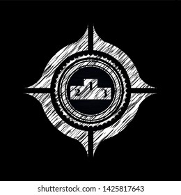 podium icon inside chalk emblem