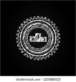 podium icon inside chalkboard emblem written on a blackboard