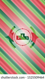 podium icon inside christmas emblem background.