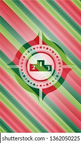 podium icon inside christmas style badge..