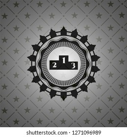 podium icon inside dark badge or emblem
