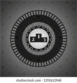 podium icon inside dark emblem. Retro