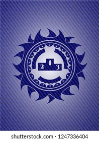 podium icon inside emblem with jean high quality background