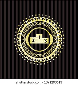 podium icon inside gold shiny emblem