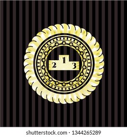 podium icon inside golden emblem