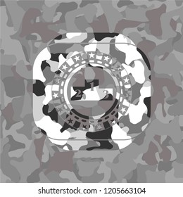 podium icon inside grey camo texture