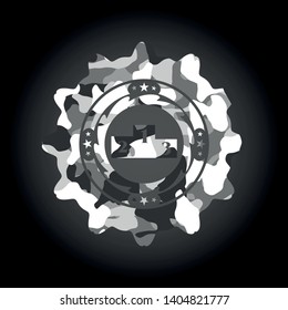 podium icon inside grey camo texture