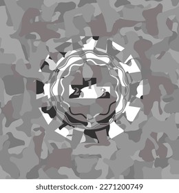 icono de podio dentro del emblema camuflado gris. 