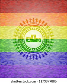 podium icon inside lgbt colors emblem 