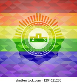 podium icon inside lgbt colors emblem 
