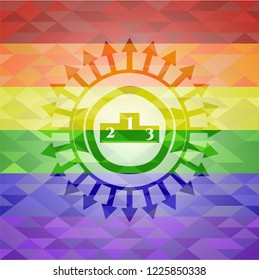 podium icon inside lgbt colors emblem 