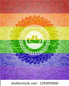 podium icon inside lgbt colors emblem 