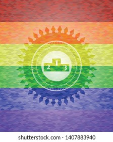 podium icon inside lgbt colors emblem 