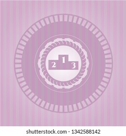 podium icon inside pink emblem. Retro