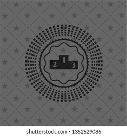 podium icon inside realistic black emblem
