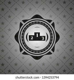 podium icon inside realistic black emblem