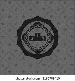 podium icon inside realistic dark emblem