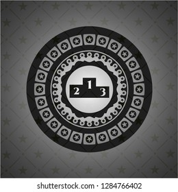 podium icon inside realistic dark emblem