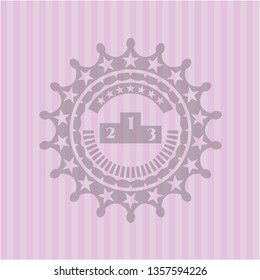 podium icon inside realistic pink emblem