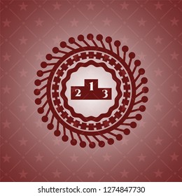 podium icon inside realistic red emblem