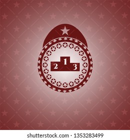 podium icon inside realistic red emblem