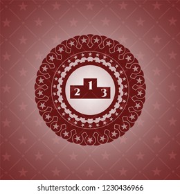 podium icon inside red emblem. Retro
