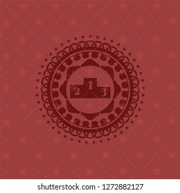 podium icon inside red emblem