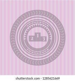 podium icon inside retro pink emblem