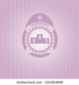 podium icon inside retro style pink emblem