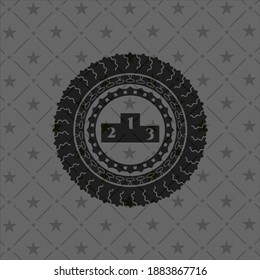 podium icon inside retro style black emblem. 